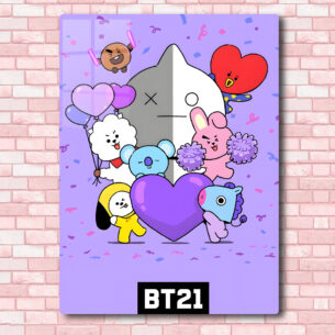 Quadro de Metal BTS BT21 Party 20x28 cm