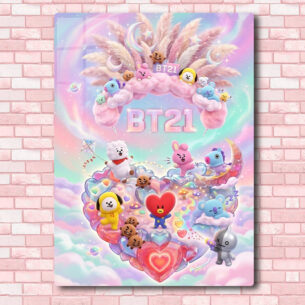 Quadro de Metal BTS BT21 Rainbow 20x28 cm